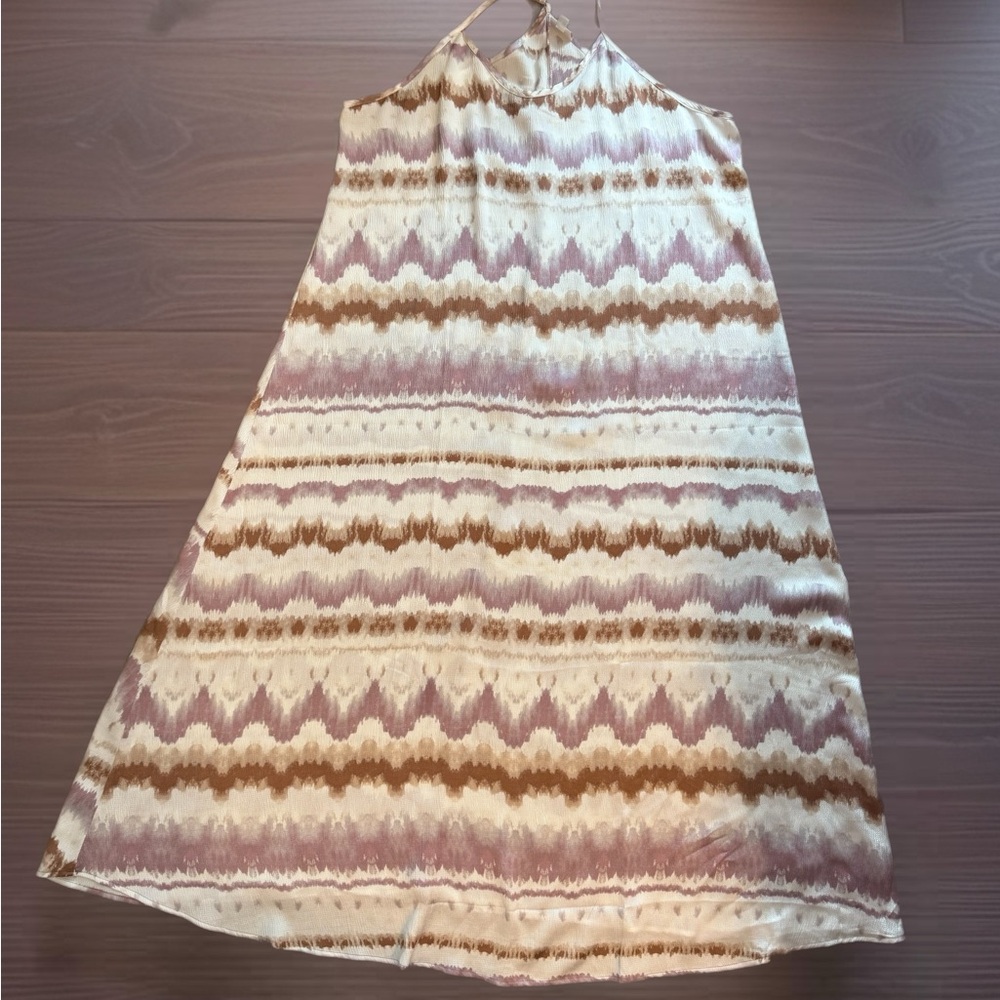 LuLaRoe Endless Maxi Patterned Dress in Cream and Brown